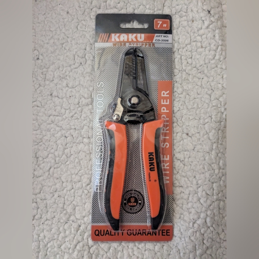 KAKU 7-Inch Wire Stripper - Orange and Black crimping tool